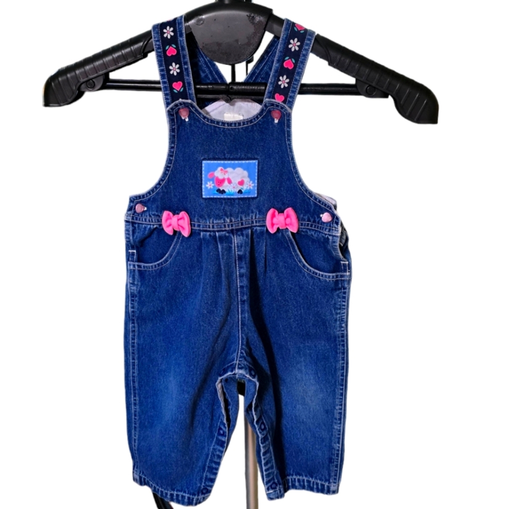Vintage Girls Blue Jeans Overalls  Size 18 Months